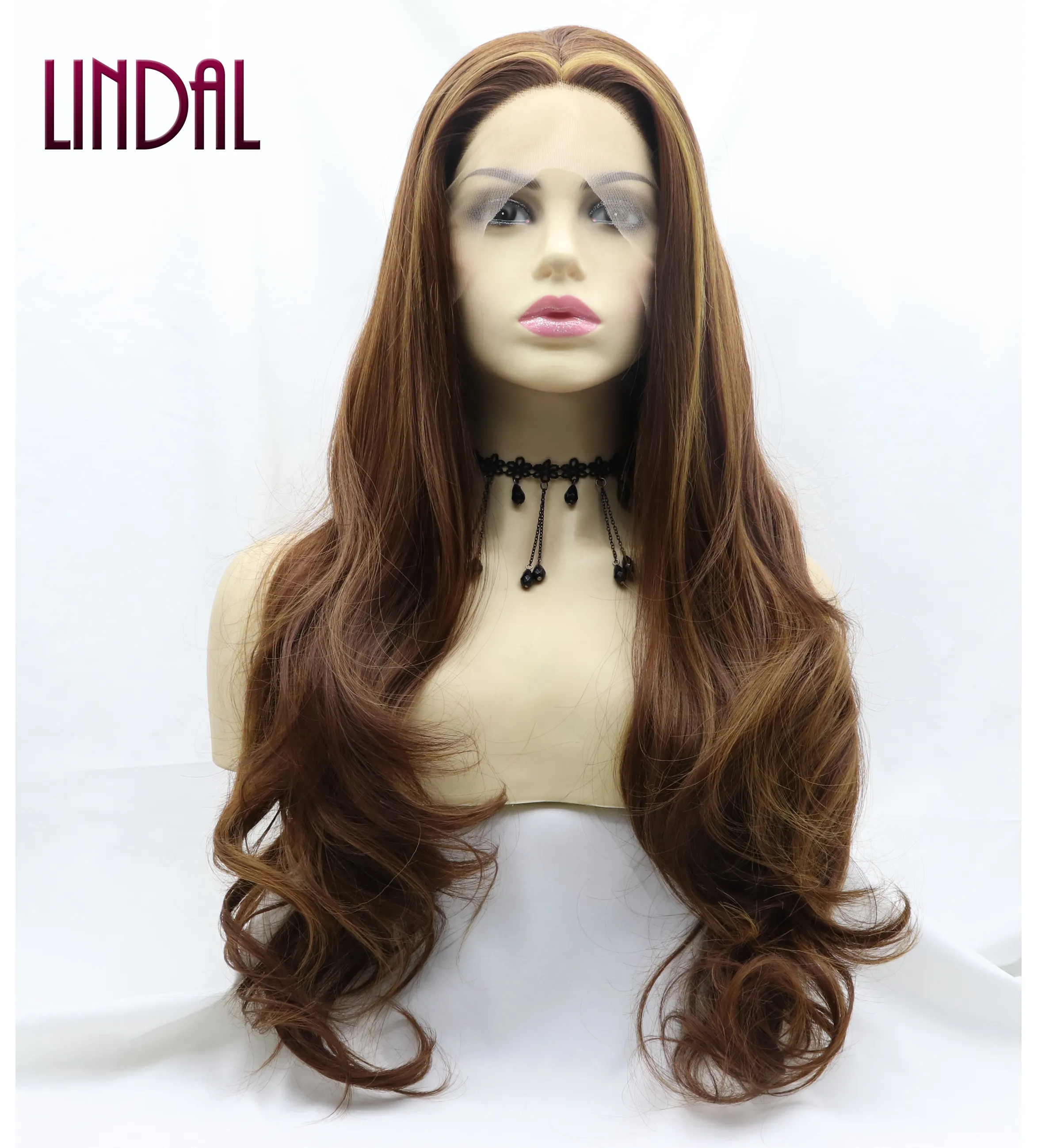 LINDAL ladies synthetic wigs afro curly body wave wig synthetic lace front wig vendor color