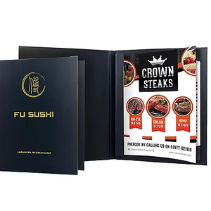Customized Logo Black Leather Menu Book A4 Food Menu <b>Folder</b> with Screw Binding Restaurant Menu Cover - Product Image 1