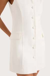 Abiti in Lino Bianchi Personalizzati per Ufficio, Eleganti Vestiti con Scollo <span class=keywords><strong>a</strong></span> V per Donna, Abito Blazer in Lino - Product Image 5