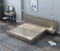 Ensemble de lit en panneaux de bois mélaminé écologique au design moderne, taille King Queen, extensible, avec rangement, pliable, pour la maison, l'hôtel, la chambre à coucher