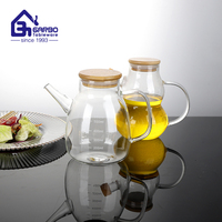 Bouteille d'huile d'olive en verre anti-goutte pour cuisine, 550 ml, en verre borosilicate à base large, avec couvercle et poignée