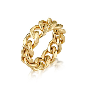 Unisex <b>Titanium</b> Steel Cuban Chain <b>Ring</b> Steel Color Gift Jewelry - Product Image 5
