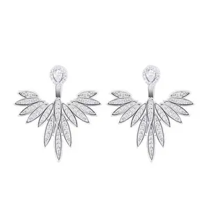 Trendy New Stainless steel Lotus Flower cubic zircon Wedding Drop Earring Fashion Jewelry earrings