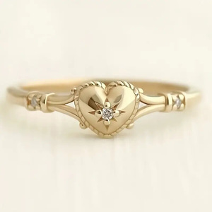 Anello con Diamante Taglio Cuore A098 in Oro Massiccio 18K, Diamante Naturale, Gioiello Romantico da Donna per Fidanzamento - Product Image 1