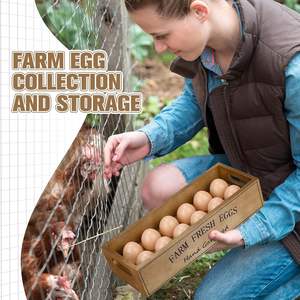 2 pezzi di legno fattoria uova scatola cassa per 12 uova fresche in legno rustica scatola di conservazione delle uova con manico - Product Image 5