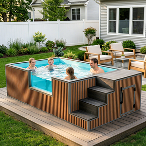 Piscina Familiar Elevada de Fibra de Vidrio con Bomba Inteligente para Exteriores, Spa y Diversión Acuática - Product Image 3