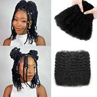 Cheveux humains malaisiens vierges bruts Remy 8A Afro Kinky Curly 50g/paquet en vrac pour tresses, extensions, dreadlocks, réparation de locs, twists, mèches individuelles