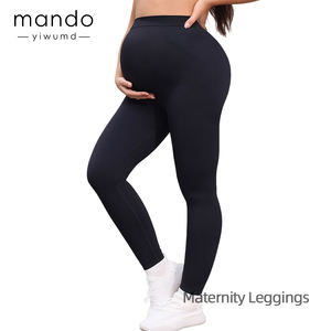 Leggings de <span class=keywords><strong>grossesse</strong></span> pour femmes 90% nylon 10% élasthanne Tricot sans couture Leggings de yoga de maternité noirs - Product Image 5