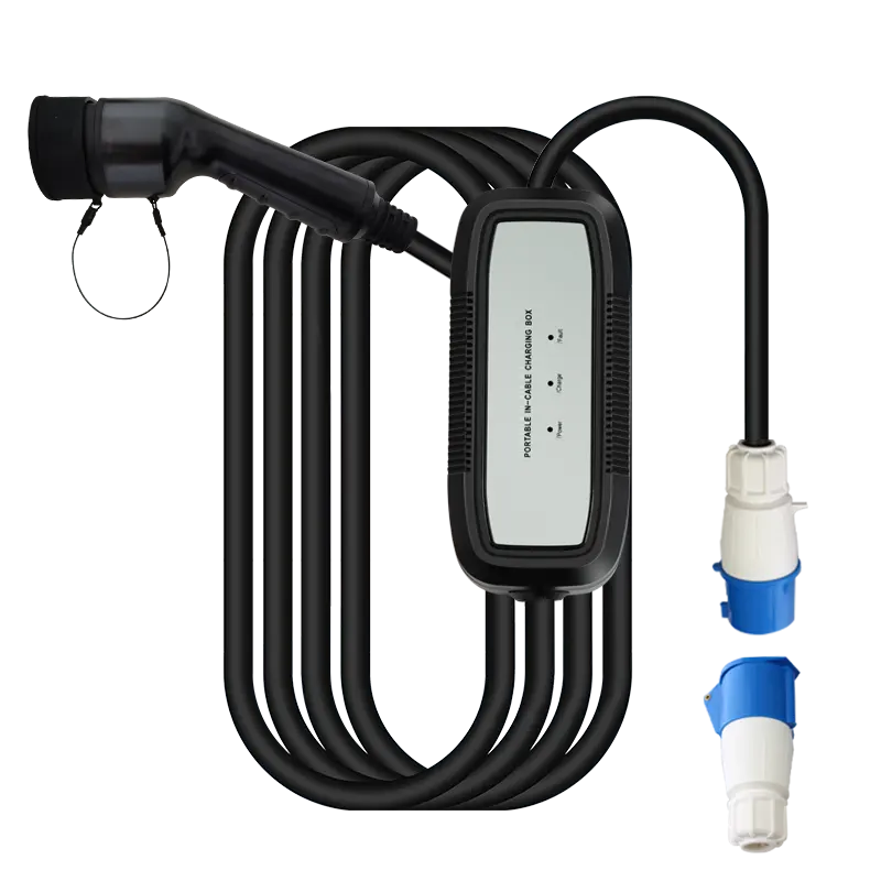 32a 7kw Opladen Ac Euro Type 2 Elektrische Autolader Draagbare Ev Oplader Met Indicatielampje