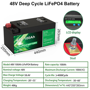 Batterie au lithium 48V 100Ah pour voiturette de golf, compatible 6000 cycles profonds, 6 cellules en parallèle, BMS 16S 100A intégré, 5Kwh - Product Image 2