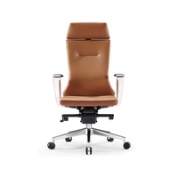Fauteuil de bureau de direction de luxe en cuir PU marron, inclinable, ergonomique, avec dossier en maille, style moderne, garantie 36 mois