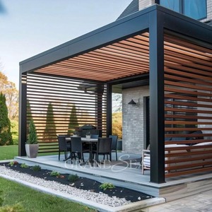 Ngoài trời Vườn cơ giới louvered mái hệ thống bioclimatic pergola ngoài trời nhôm pergola với cửa kính trượt và louvered - Product Image 6