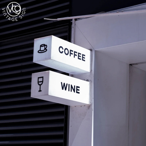 ป้ายไฟอะคริลิค LED แบบสี่เหลี่ยมคู่สั่งทำพิเศษสำหรับร้านกาแฟและร้านไวน์ - Product Image 1