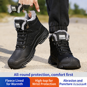 Bottes de sécurité d'hiver noires pour hommes en gros d'usine - Chaussures de travail confortables anti-choc, anti-perforation et résistantes à l'usure avec embout en acier - Product Image 4