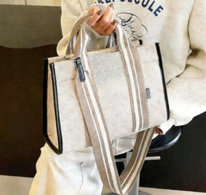 <b>Large</b> Capacity Solid Color <b>Canvas</b> Women's Fashion Tote <b>Bags</b> Single Shoulder Crossbody <b>Bag</b> with Zipper Pockets - Product Image 2