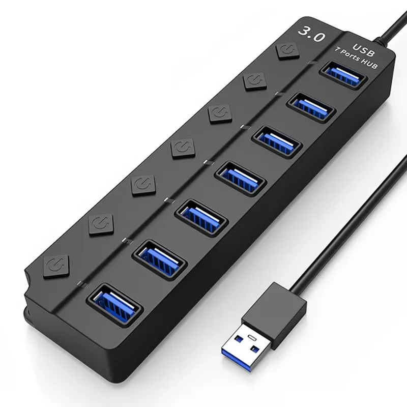 高品質USBHUB3.0外部7ポートUSBスプリッターUSB307ポートハブLEDインジケーター付きPCラップトップMacノートブックデスクトップ用