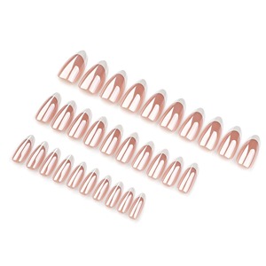 24 <span class=keywords><strong>Uñas</strong></span> Postizas Minimalistas Francesas Blancas <span class=keywords><strong>Cortas</strong></span> <span class=keywords><strong>en</strong></span> Forma de Almendra con Recubrimiento de Alta Gama, <span class=keywords><strong>Uñas</strong></span> Artificiales 3492 - Product Image 3