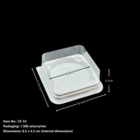 Boîte à gâteau carrée transparente en PET à cavité unique avec base blanche en PP, emballage jetable pour mini-tartes au fromage et pâtisseries à emporter