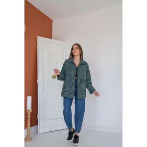เสื้อโค้ทลายสก๊อตติดกระดุมสีมิ้นท์ เสื้อโค้ทลำลองสำหรับผู้หญิง แขนยาว ทอเนื้อผ้าอย่างดี ให้ความอบอุ่น - Product Image 2