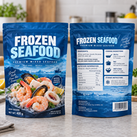 Sachet Doypack Personnalisé pour Fruits de Mer Surgelés, Qualité Alimentaire, avec Fermeture Zip, pour Stockage de Crevettes, Poisson, Saumon, Viande