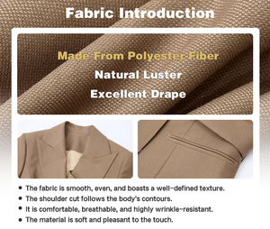 Completo da Donna Slim Fit Color Cammello, Blazer <span class=keywords><strong>con</strong></span> Colletto a Risvolto e Pantaloni su Misura, <span class=keywords><strong>Outfit</strong></span> Professionale da Ufficio per Riunioni Aziendali - Product Image 6