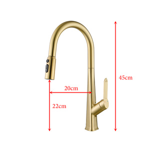 Rubinetto da <span class=keywords><strong>Cucina</strong></span> Estraibile in Ottone Massiccio Oro Spazzolato con 3 Modalità di Spruzzo Miscelatore Acqua Calda e Fredda Rubinetti di Lusso <span class=keywords><strong>per</strong></span> Cucine Commerciali - Product Image 5