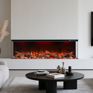 Modèle 2026 50 60 72 80 pouces Cheminée électrique à flamme LED moderne à 3 côtés avec ensemble de bûches réelles en option Contrôle vocal intelligent - Product Image 5