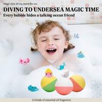 Ensemble de 12 sels de bain pour enfants de luxe sur le thème de l'océan avec des jouets surprises |   Bombes de bain bio à la noix de coco, cadeau naturel pour le spa et l'aromathérapie