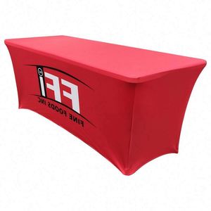Quick Traditional Portable Event <b>Table</b> Cloth Party Stretch Fit Logo Red Spandex Fabric Digital Printed for 6Ft Rectangular - Product Image 2