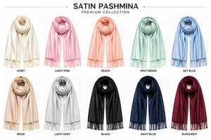 Chal de Pashmina de Satén Viscosa Multicolor, Suave y Cálido, con Flecos, para Mujer, para Viajes y Uso Diario en Invierno - Product Image 6