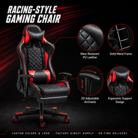 Chaise de jeu de style course avec logo personnalisé et repose-pieds pour usage domestique, chaise d'ordinateur ergonomique en cuir PU