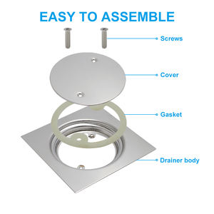 GUIDA 726060สุขาภิบาลขัดห้องน้ำปกปิดทำความสะอาดออก304สแตนเลสห้องอาบน้ำฝักบัวท่อระบายน้ำชั้น - Product Image 4