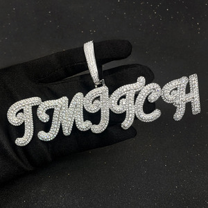 FOXI collana <span class=keywords><strong>con</strong></span> <span class=keywords><strong>nome</strong></span> personalizzato stile Hip Hop <span class=keywords><strong>argento</strong></span> Bling ghiacciato catena a maglie cubane per uomo e donna regalo perfetto - Product Image 2