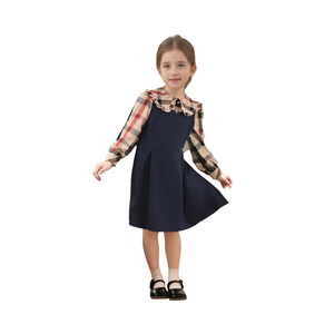 Abiti per bambini di qualità per <span class=keywords><strong>ragazze</strong></span> di <span class=keywords><strong>12</strong></span> <span class=keywords><strong>anni</strong></span> stile Vintage a collo Plaid Casual e traspirante per la stagione autunnale - Product Image 1