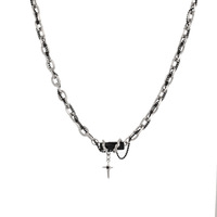 Kalung Mutiara Berlian Unisex Desain Niche Gaya Instagram Liontin Black Forest Rantai Tembaga Kalung Tulang Selangka Pasangan Anti Luntur Sporty