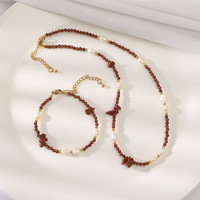 Collier et Bracelet Tendance en Perles et Pierre de Sable Dorée pour Rendez-vous Galants et Événements Sociaux – Bijoux Délicats