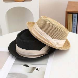 2025 Summer Telescope Pork Pie <b>Paper</b> Straw Hat for Men <b>Sun</b> Shade - Product Image 1