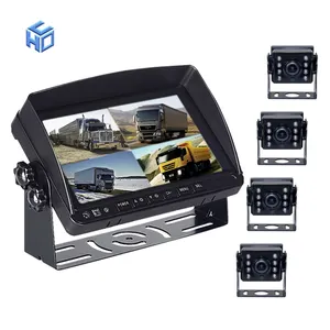 truck 7 inch monitor quad split digital video car 120 degree camera rear view reverse waterproof ip68 car camera system