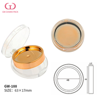 Boîtier vide rond transparent nude en ABS/PS/PET à double couche pour poudre compacte, plaqué or, logo personnalisé, OEM, vente en gros, en vrac