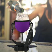 Porte-gobelet à vin en néoprène personnalisable avec motif de lettres, isolé, durable, coutures latérales cousues, lavable en machine, avec cordon