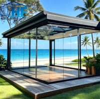 Pergola moderne en alliage d'aluminium pour extérieur, véranda avec double vitrage trempé Low-E, toit à persiennes réglables, écologique, réduction du bruit