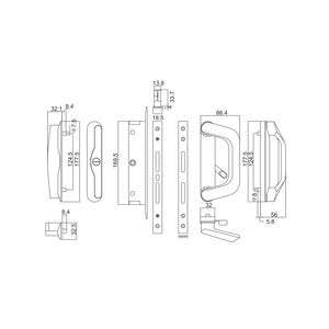 <span class=keywords><strong>Poignée</strong></span> <span class=keywords><strong>de</strong></span> <span class=keywords><strong>porte</strong></span> <span class=keywords><strong>coulissante</strong></span> en aluminium au design moderne G002B <span class=keywords><strong>avec</strong></span> corps <span class=keywords><strong>de</strong></span> <span class=keywords><strong>serrure</strong></span> et accessoires <span class=keywords><strong>de</strong></span> clé pour villas aux Fidji - Product Image 2