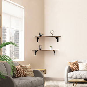 4 Pack Rustic Wood Floating Wall Shelves Corner & Straight Wall Mounted Shelves for Bedroom Kitchen Bathroom - Product Image 1