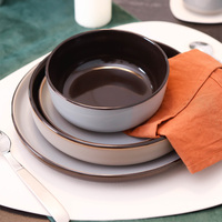 Service de table en grès de 20 pièces, assiettes, bols et tasses à glaçure réactive, compatible micro-ondes, style nordique rustique, pour cuisine et salle à manger