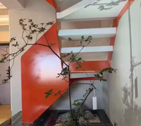 Escalier en pierre frittée empilée avec balustrade en verre, design moderne, personnalisable pour villa, résidence, escalier intérieur