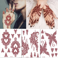 Tatouages temporaires imperméables et résistants à la transpiration, art indien pour le visage et le corps, pour les looks de festival, mariages, Mehndi, autocollants de tatouage au henné pour la nuit.