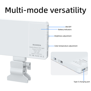 Mamen ไฟ LED ขนาดเล็กบางเฉียบสำหรับใช้ถ่ายวิดีโอหรือถ่ายวิดีโอ - Product Image 5