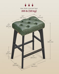 Juego de 2 <span class=keywords><strong>taburetes</strong></span> de barra de mostrador <span class=keywords><strong>VASAGLE</strong></span>, <span class=keywords><strong>taburetes</strong></span> de Bar de cuero sin espalda modernos, patas de madera maciza, <span class=keywords><strong>taburetes</strong></span> de sillín - Product Image 5