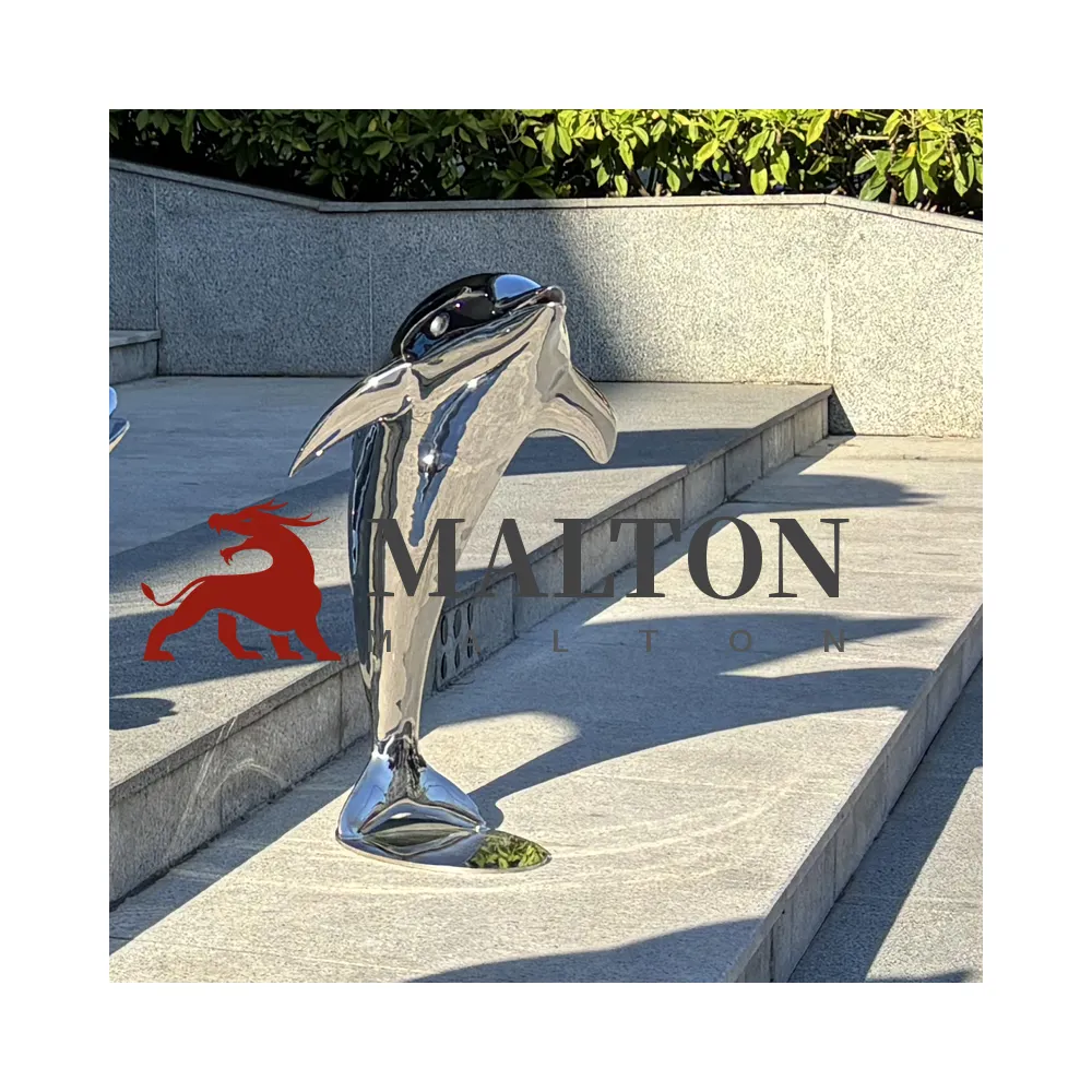 MALTON-Sculpture de dauphins en acier inoxydable taille personnalisée moderne en métal animaux jardin extérieur parc décoration artisanat