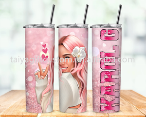 Atest-vaso de vacío de acero inoxidable personalizado, tazas de café reutilizables de 20oz con tapas y pajitas, arol <span class=keywords><strong>G</strong></span> Pink hair - Product Image 4